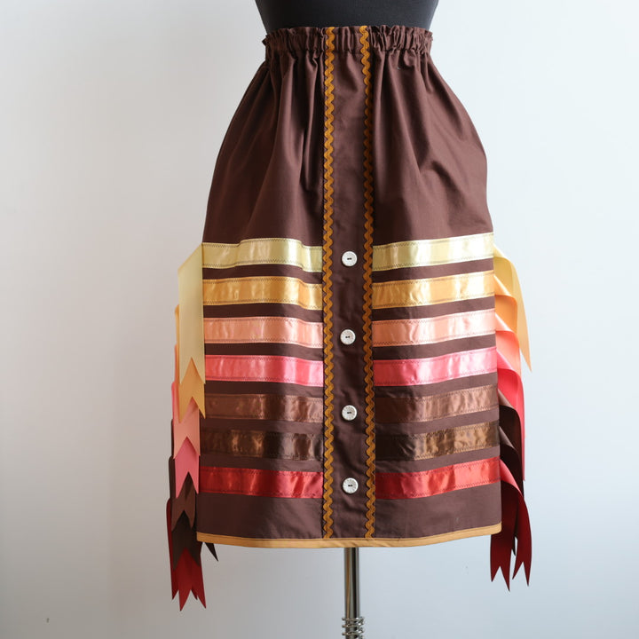 Vi's CREE-ations Brown Button Panel Ribbon Skirt