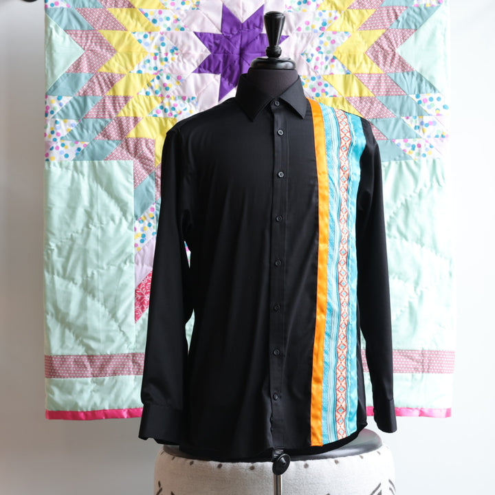 Phoenyx Designs Orange & Turquoise Geometric Ribbon Shirt