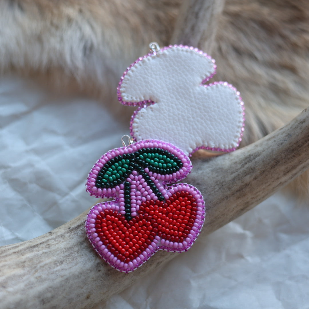 Keegan W. Heart Cherry Beaded Earrings