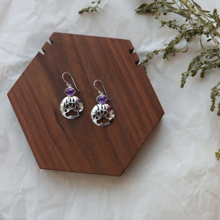 Medicine Bear Arts Bear & Wolf Paw Cut Out Inlay Earrings & Necklace