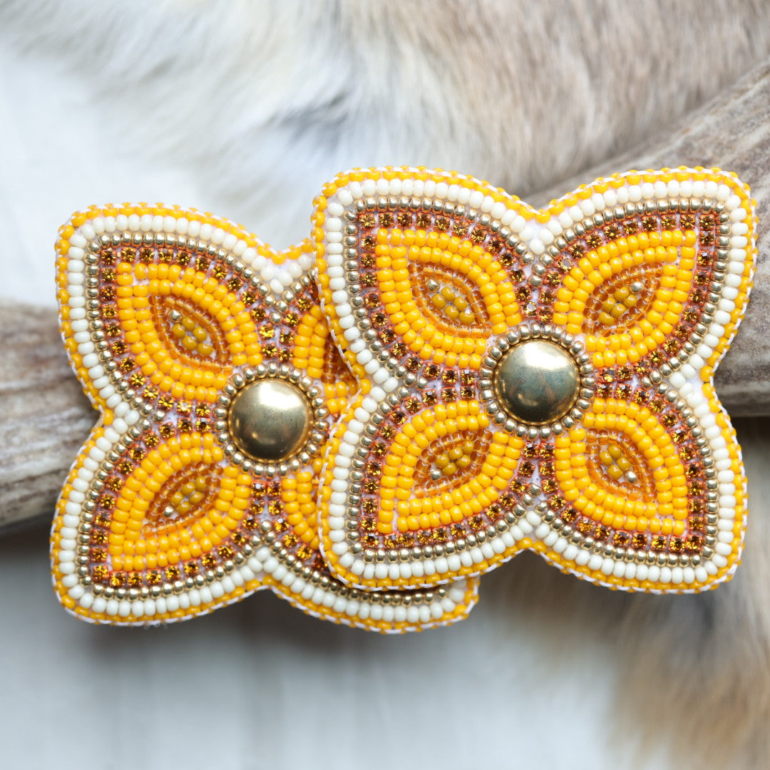 Keegan W. Four Petal Orange Floral Earrings