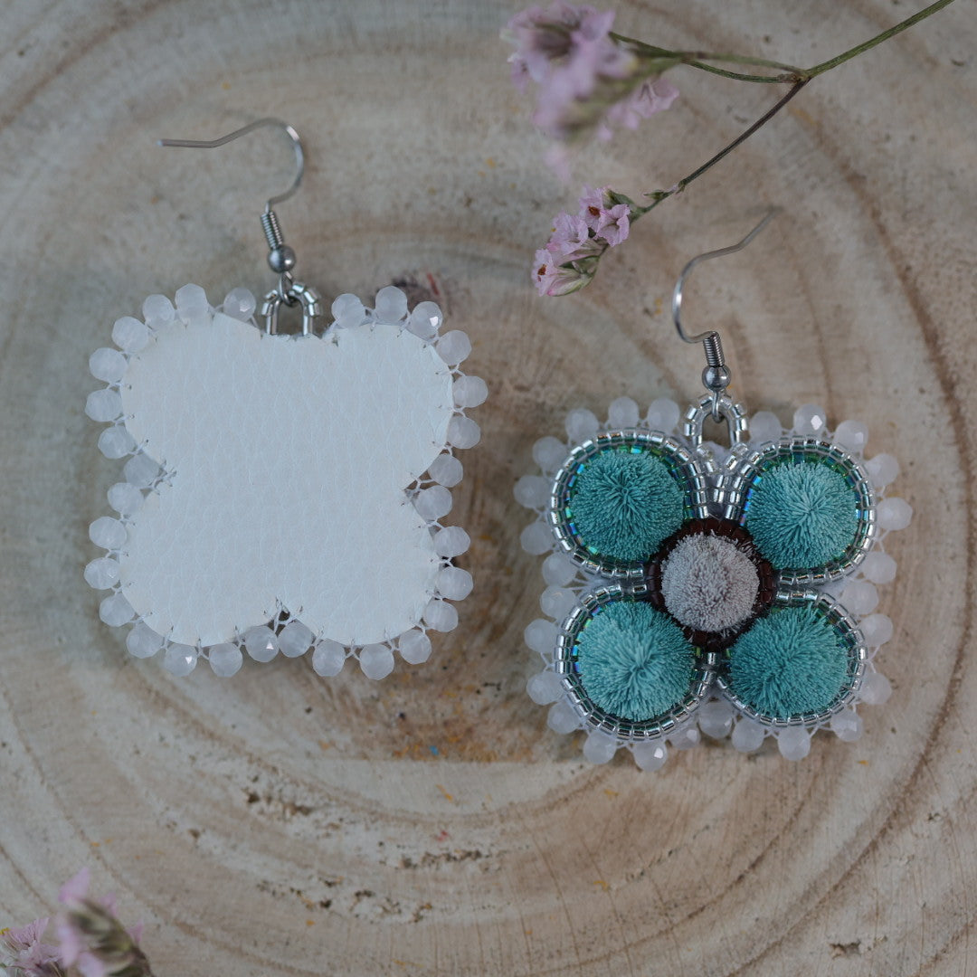 Sweetgrass Woman Creations Four Petal Floral Tufted Earrings