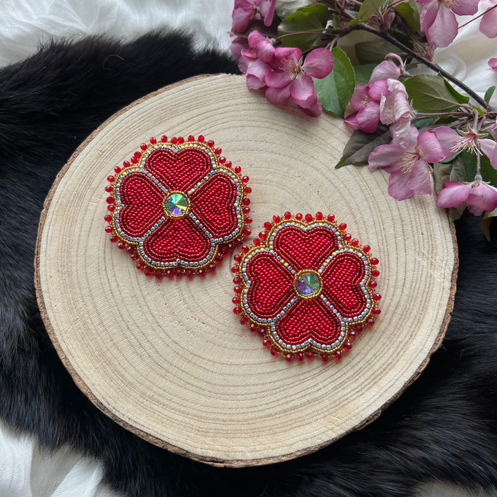 Ironstar Co. 4 Petal Floral Beaded Earrings