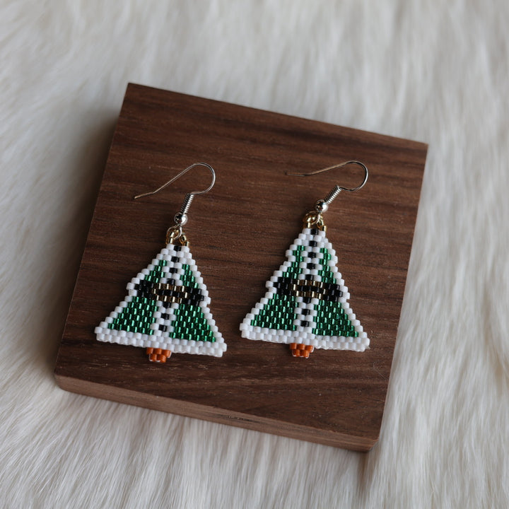 Dorothy B. Large Christmas Themed Peyote Earrings