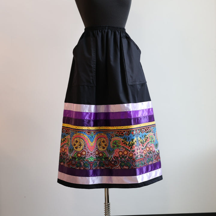 Margaret R. Black Ribbon Skirt with a Leah Dorian Panel