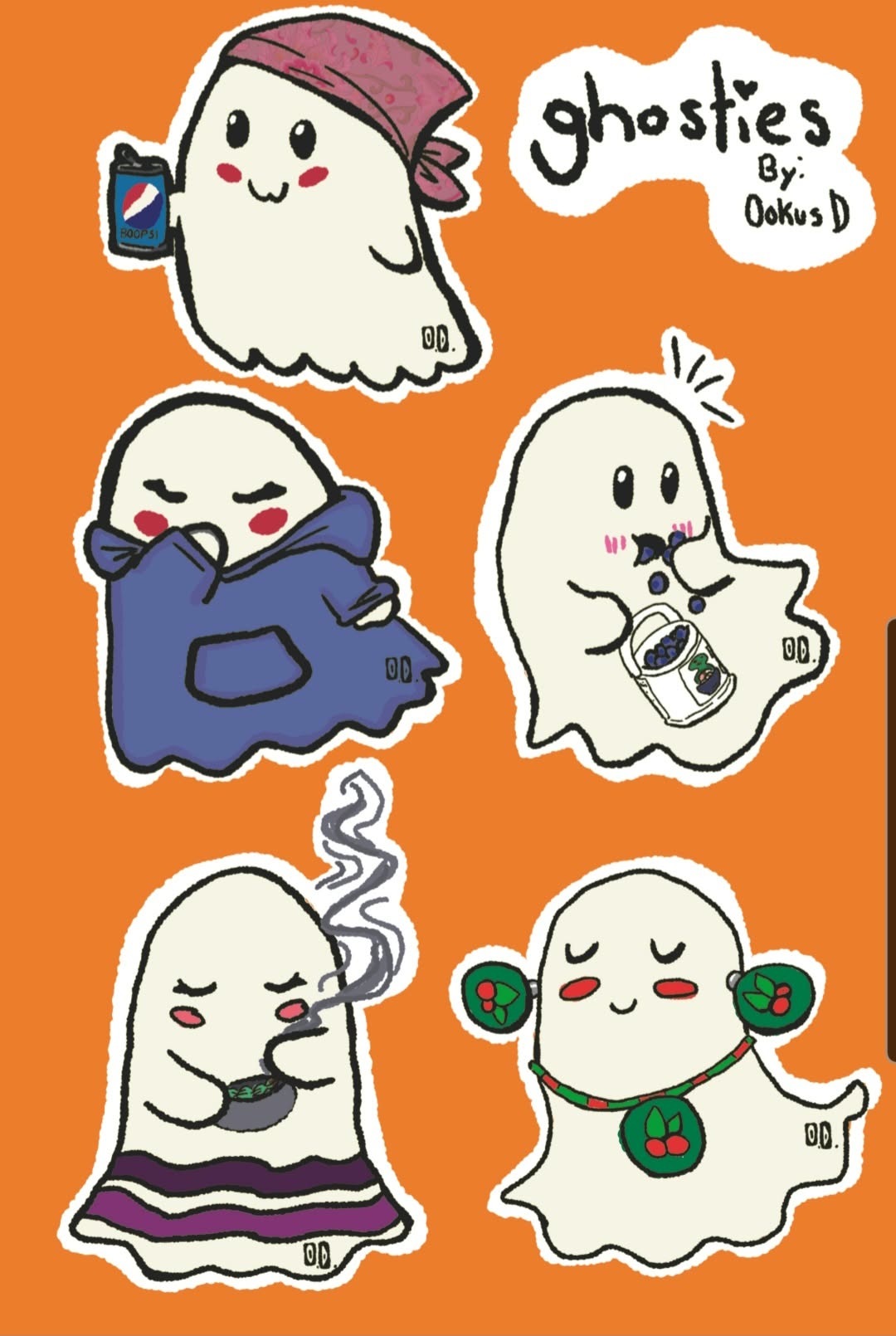 Ookus D Ghosties Sticker Sheet