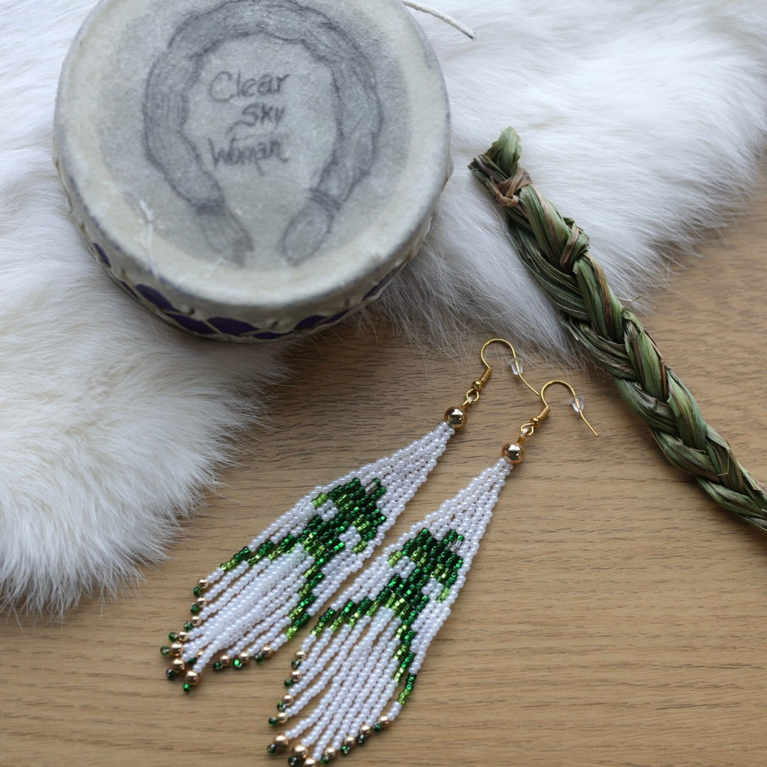 Clear Sky Woman Thunderbird Fringe Earrings