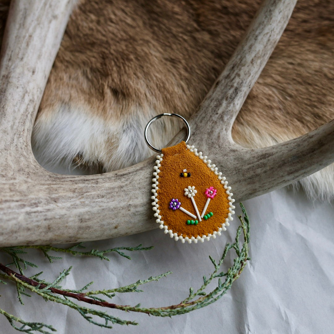 Keegan W. Quill Floral Hide Keychain