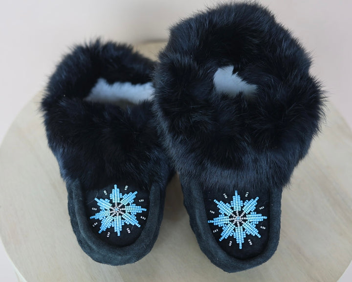 Ironstar Co. Black Moccasins With Snowflake Detail