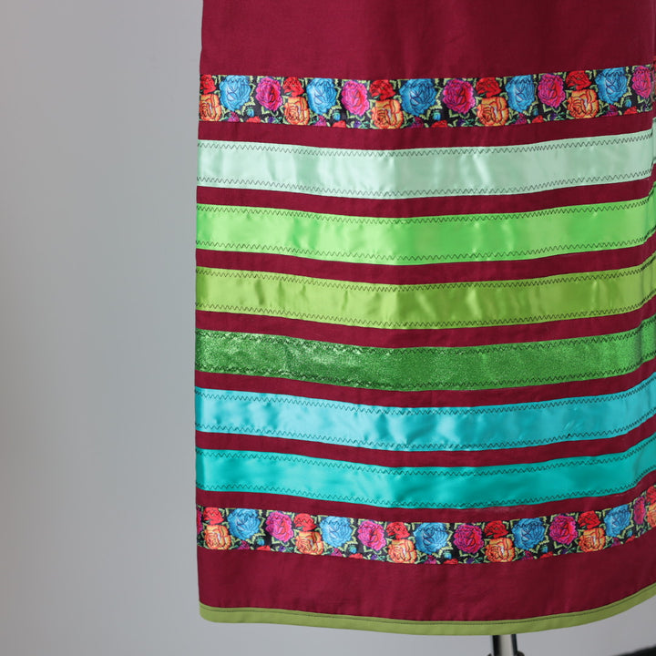 Vi's CREE-ations Burgundy & Green Ombre Ribbon Skirt