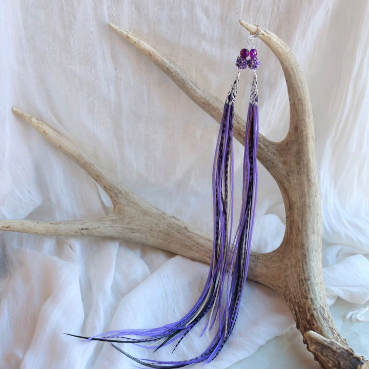 Beaded Blends Fly-Away Rooster Feather Earrings