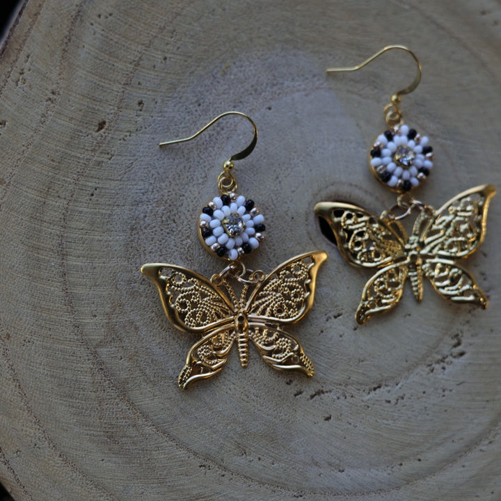Helen Oro Designs Beaded Butterfly Charm Earrings
