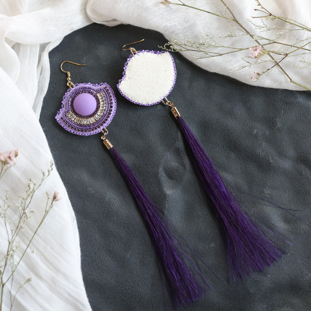 Beth Rose Designs Purple Fancy Horsehair Earrings