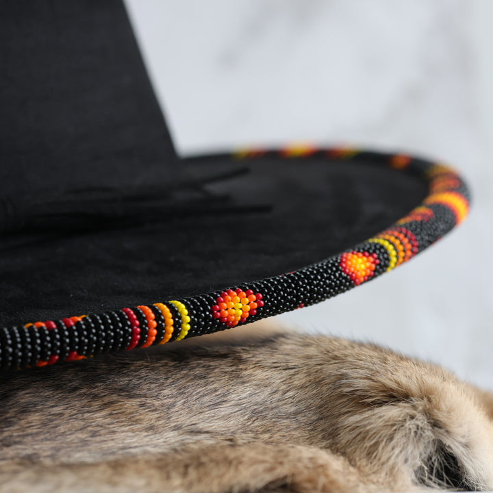 Shelley M. Fire Beaded Brim Fedora Hat