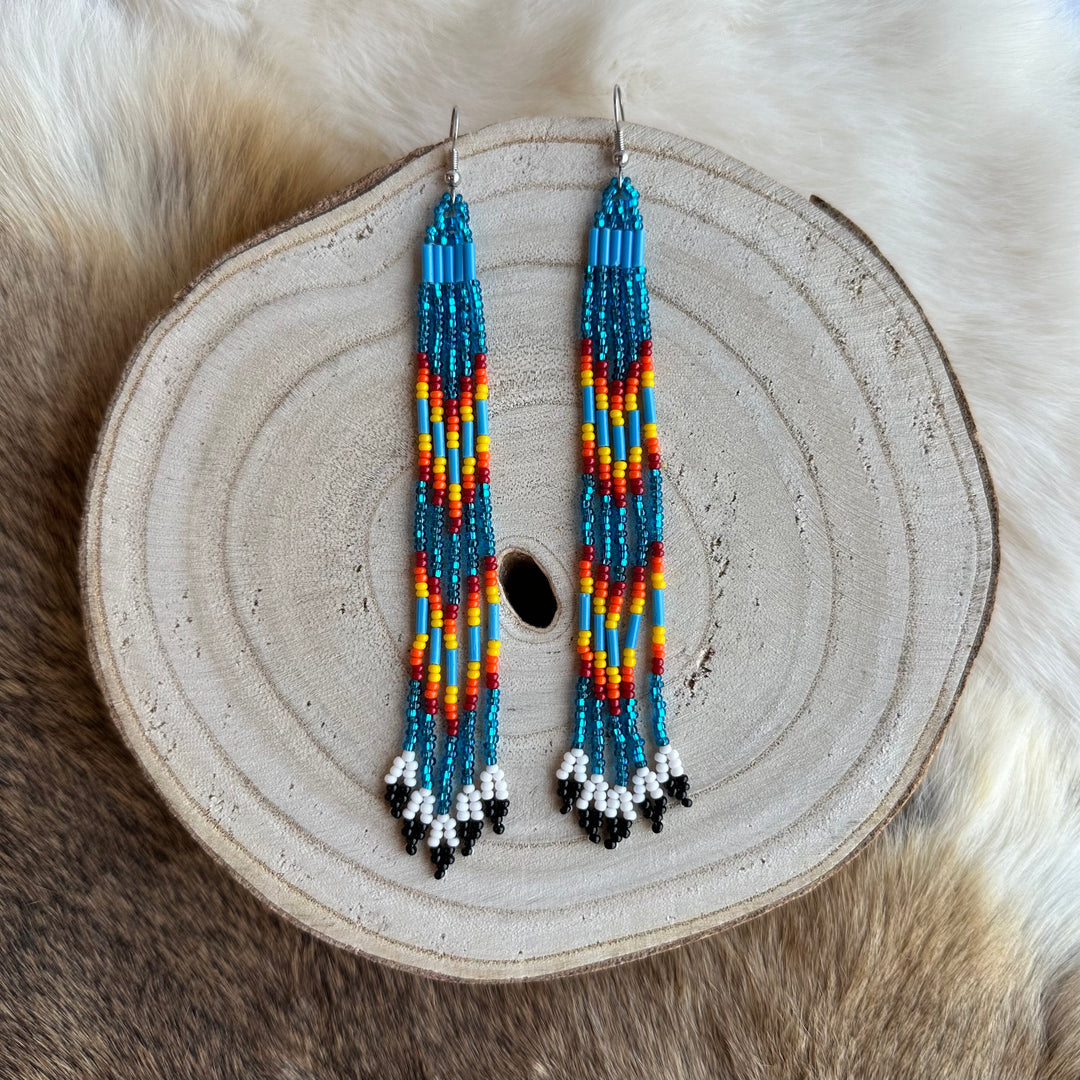 Mary Ann K. Fringe Earring with Feather Detail