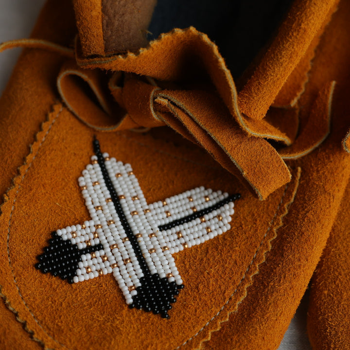 Sandra L. Men's 10 Beaded Feather Handmade Moccasins