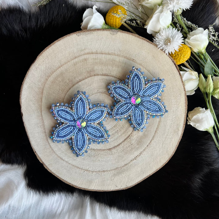Ironstar Co. 6 Petal Floral Beaded Earrings