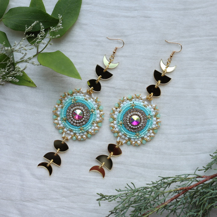 Kristina Cardinal Gold Moon Phase Earrings