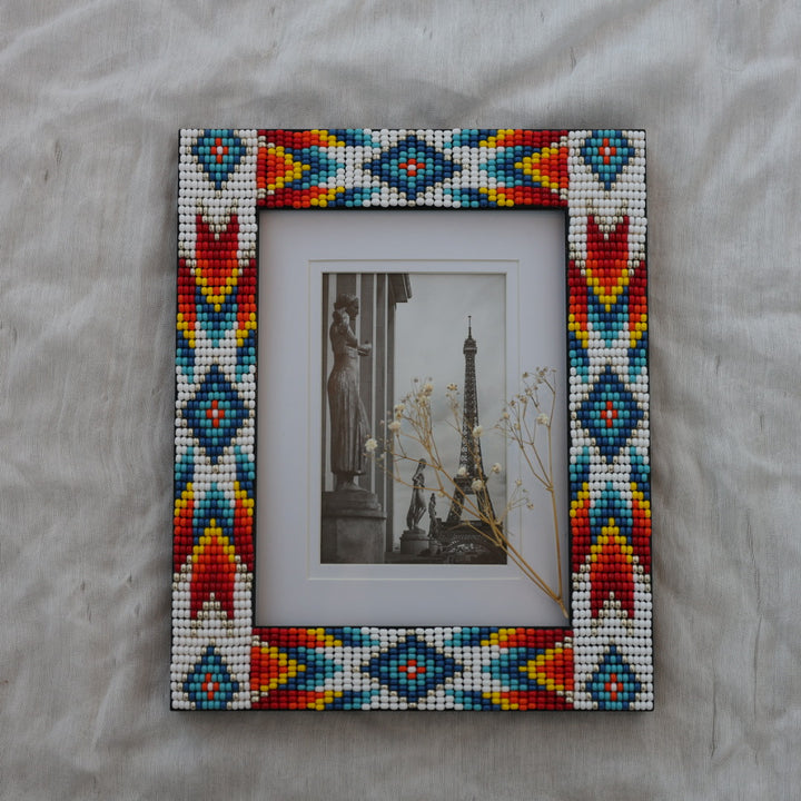 Beaded Frames By Elsie 5"x7" Blue Fire Burst Beaded Frame