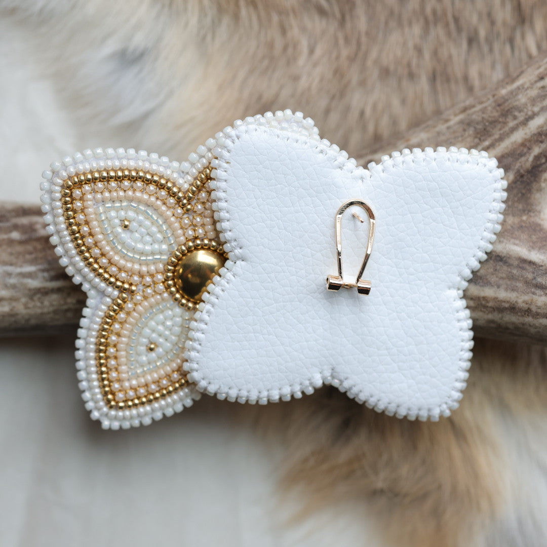 Keegan W. Four Petal Cream Floral Earrings