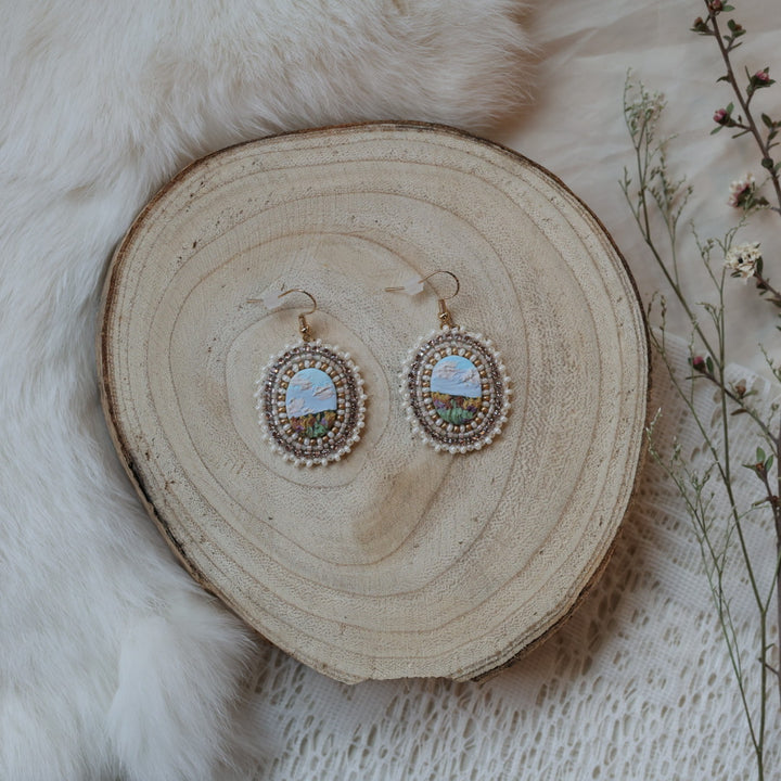 Prairie Moon Prairie Scene Clay Beaded Earrings