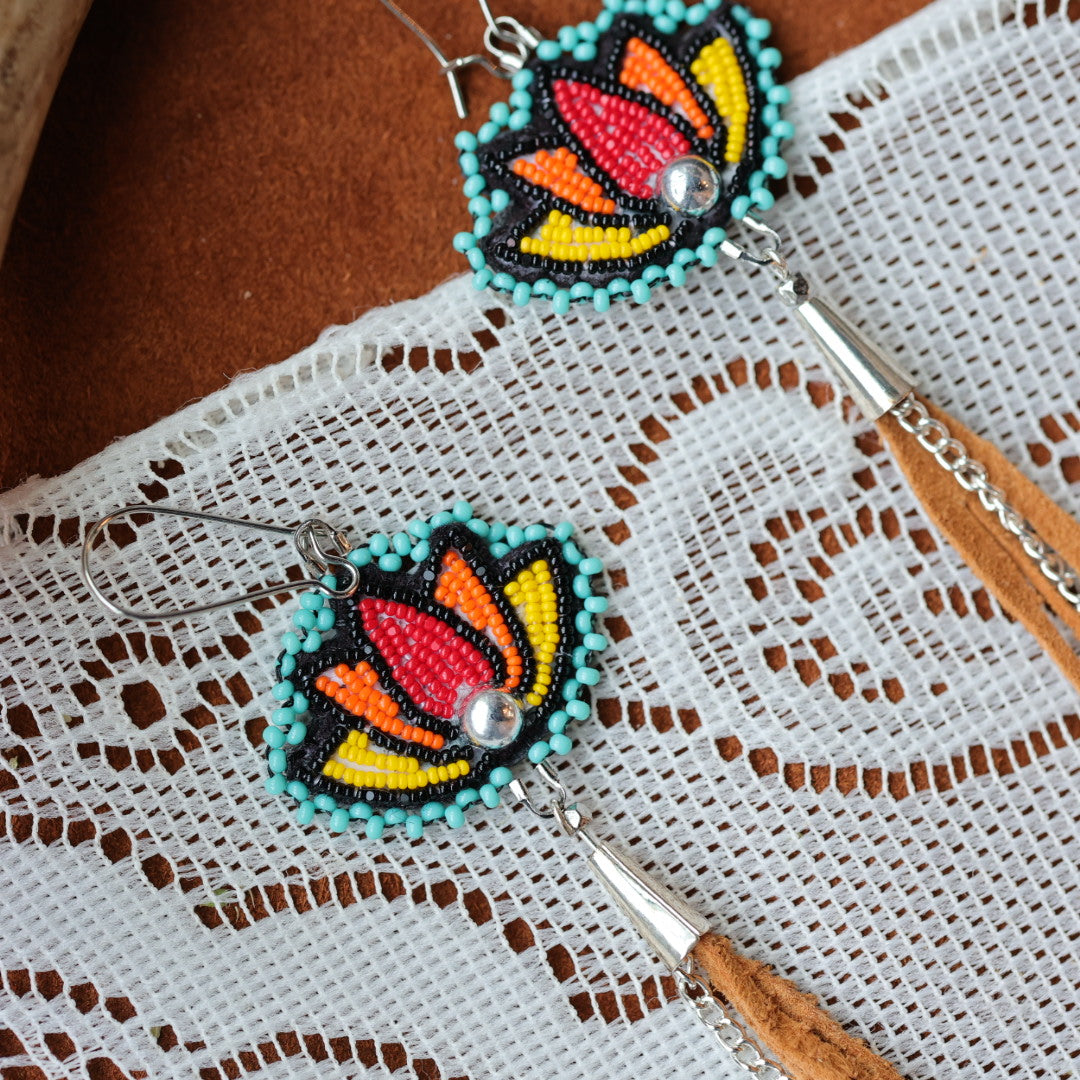 DMD Beadwork Fire Flower Beaded Earrings