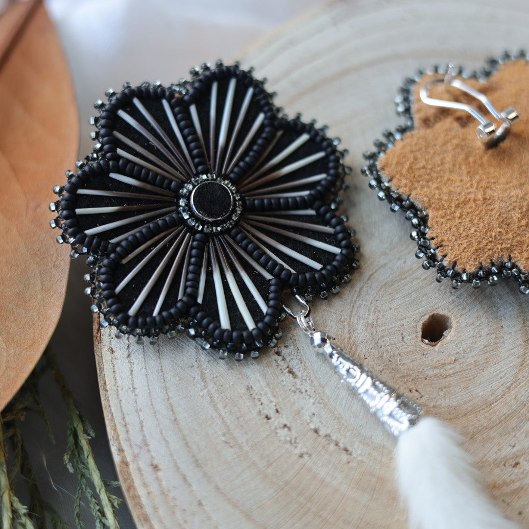 Boreal Forest Beads Floral Ermine Earrings
