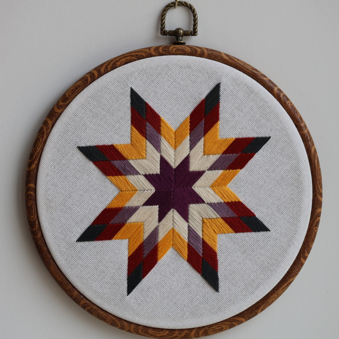 Janene A. Autumnal Lone Star Quilt Embroidery Hoops
