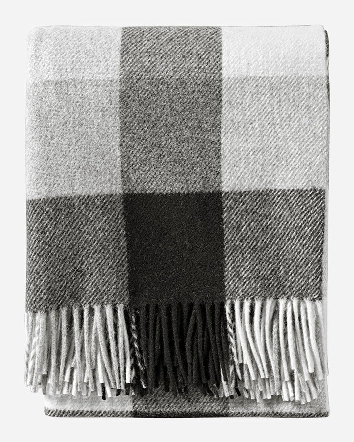 Pendleton Black & Ivory Eco-Wise Wool Fringed Throw