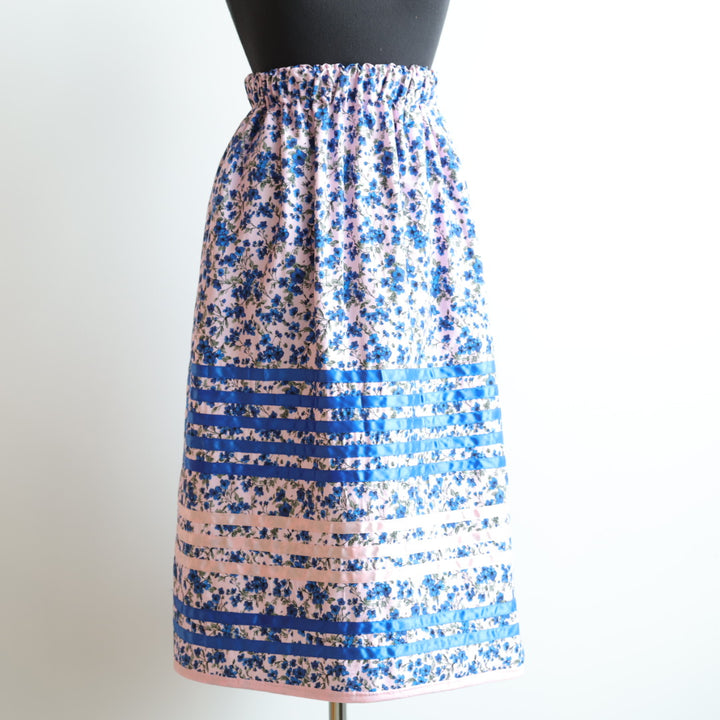 Carol B. Pink & Blue Floral Ribbon Skirt