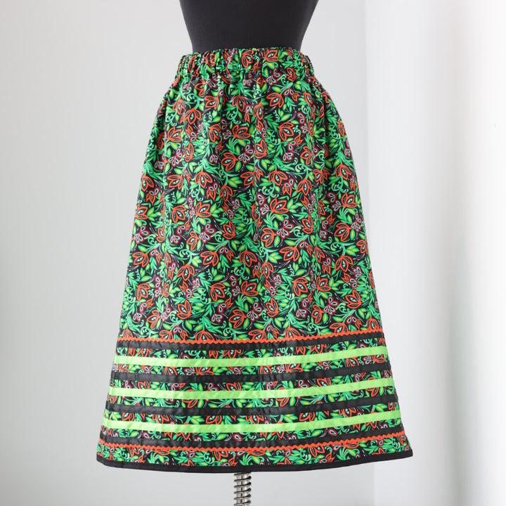 Carol B. Echoes of the Moon Black Floral Ribbon Skirt