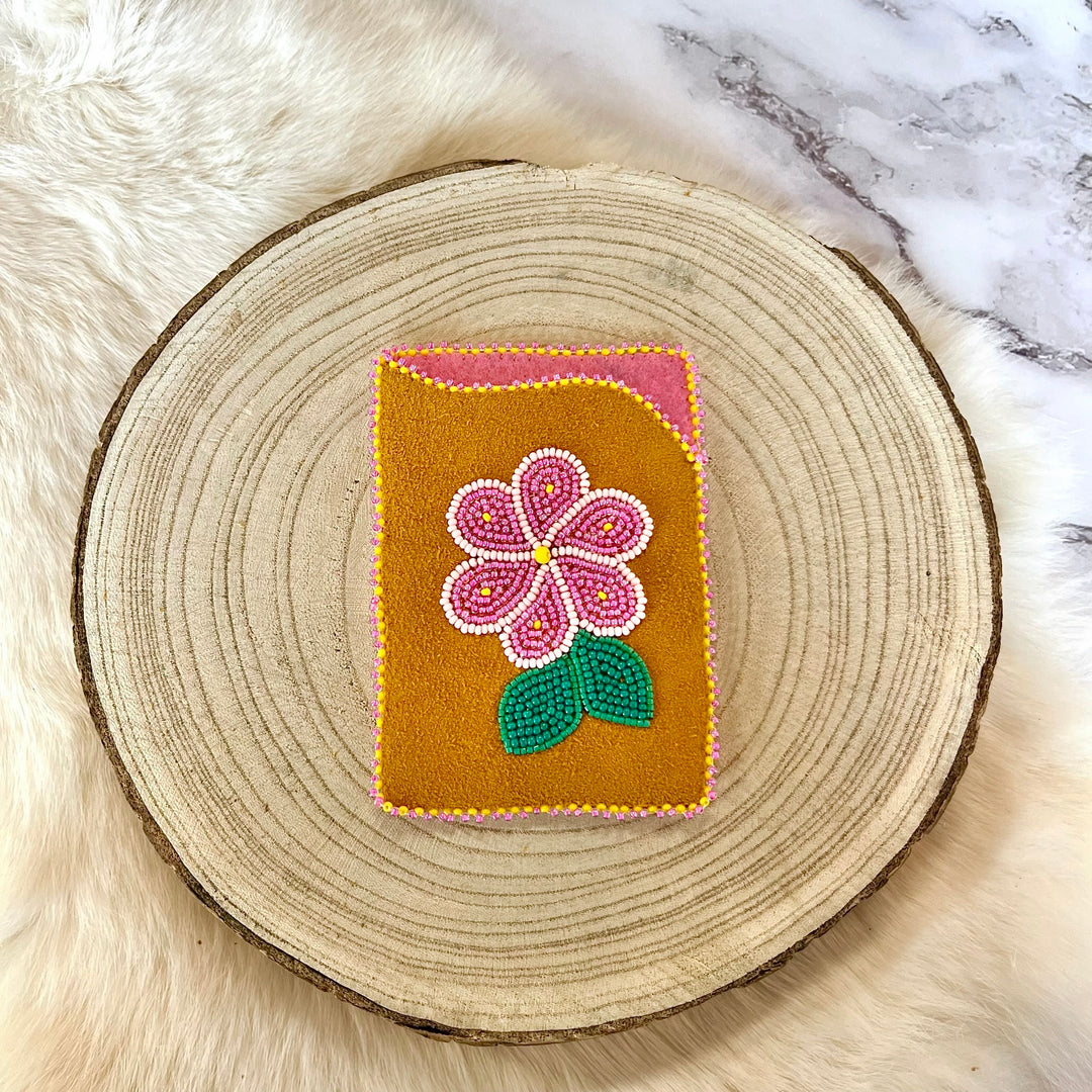 Doris M Beaded Floral Moose Hide Card Holder