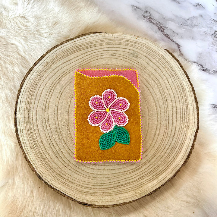 Doris M Beaded Floral Moose Hide Card Holder
