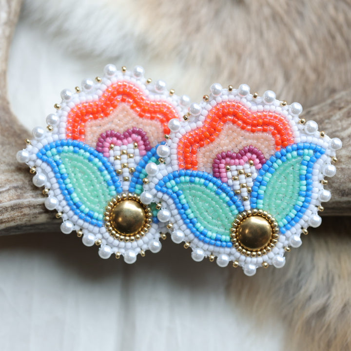 Keegan W. Bright Floral Beaded Earrings