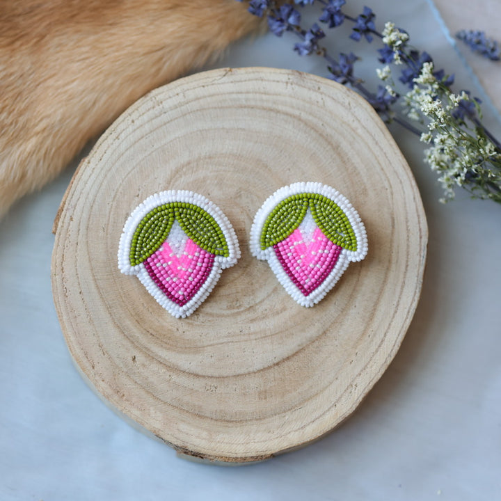 Jess S. Large Beaded Strawberry Earrings