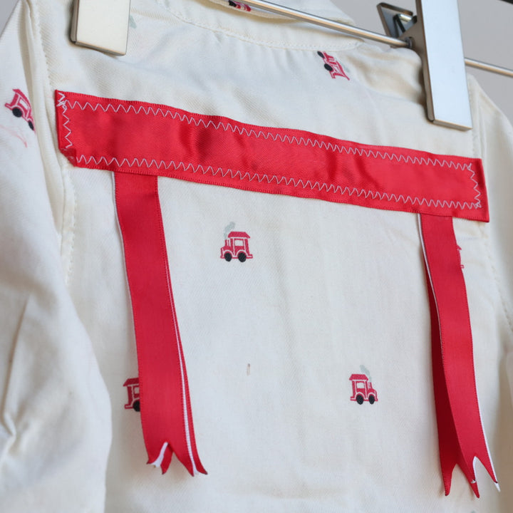 Vi's CREE-ations Trains Infant Ribbon Onesie