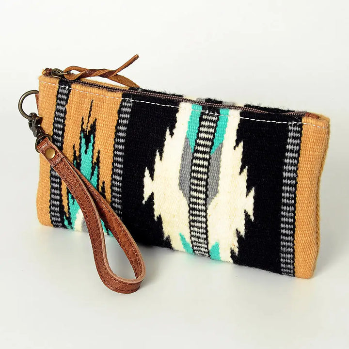 LS Western Tan &amp; Black Saddle Blanket Wristlet