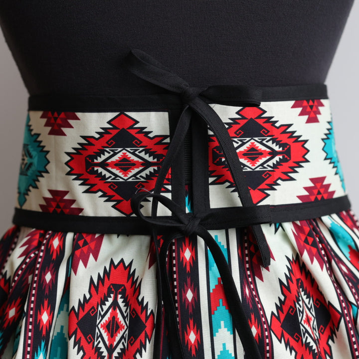 Phoenyx Designs Turquoise & Red Southwest Ribbon Skirt & Belt