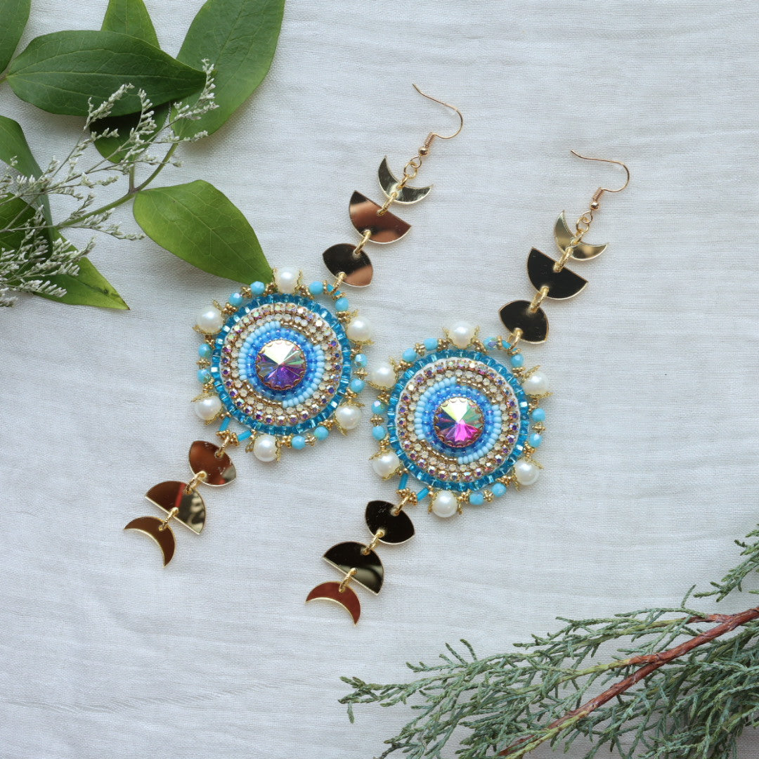 Kristina Cardinal Gold Moon Phase Earrings