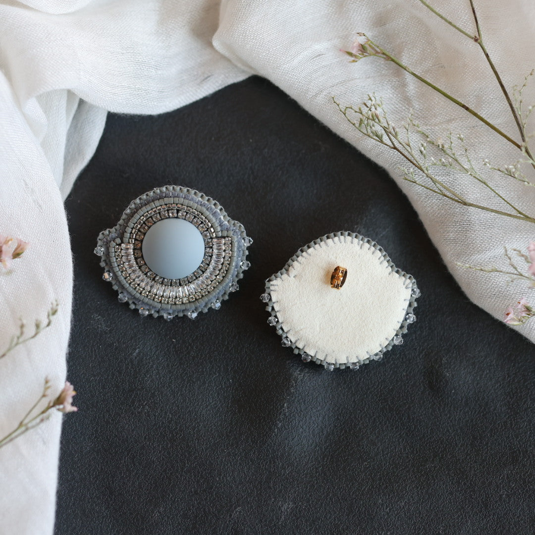 Beth Rose Designs Grey Fancy Banding Earrings