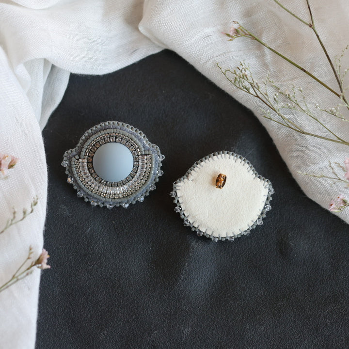 Beth Rose Designs Grey Fancy Banding Earrings