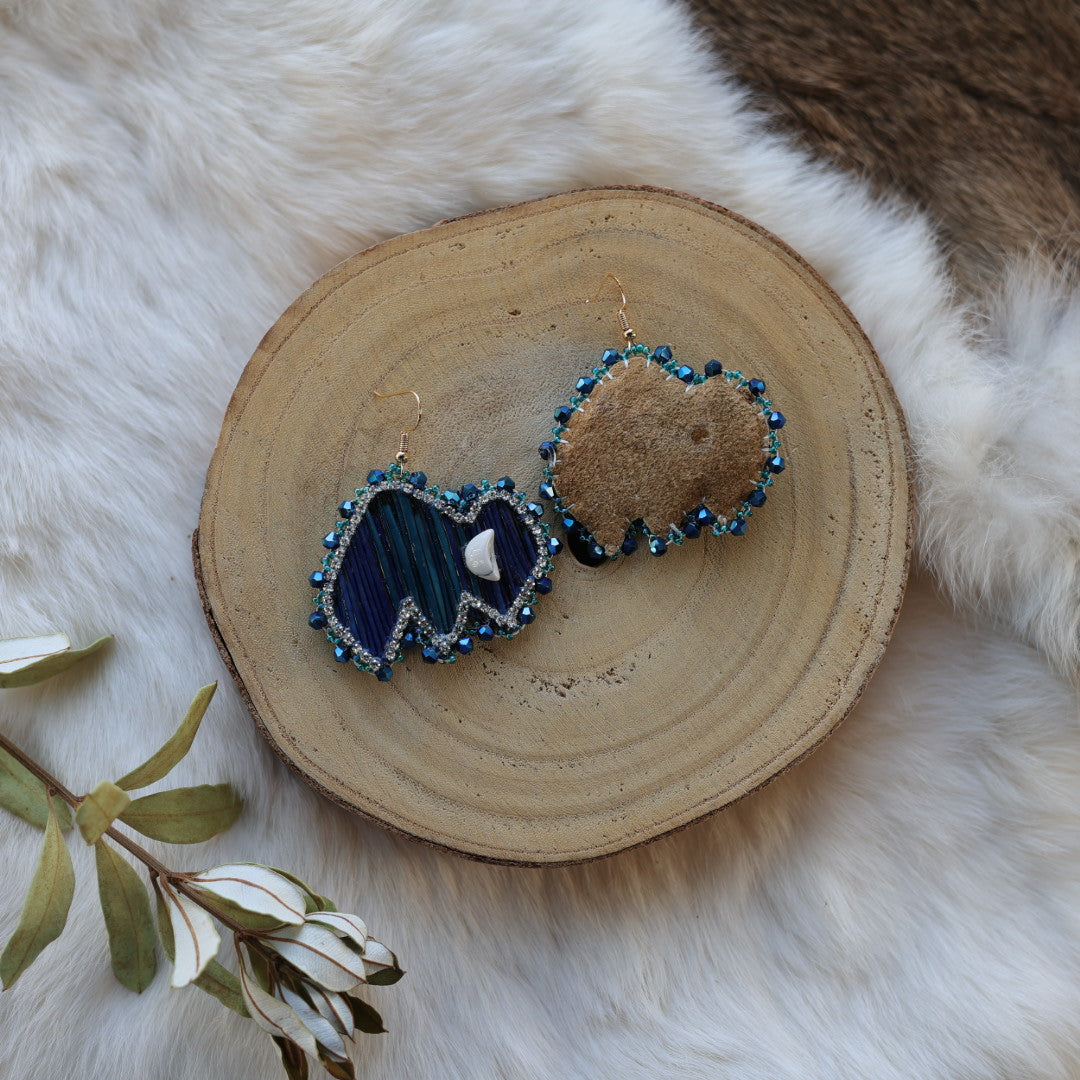 Mercedes G. Moody Blue Quill Bison Drop Earrings