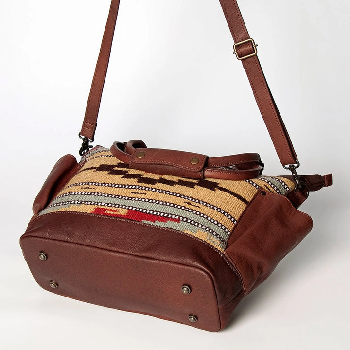 LS Western Tan Saddle Blanket Large Leather Tote