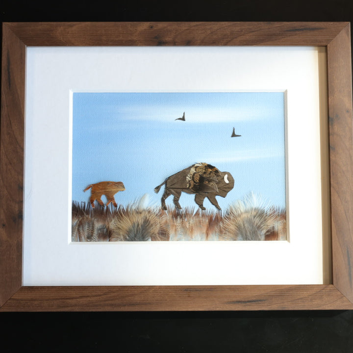Shannon Dunn 8"x10" Bison Calf Feather Art