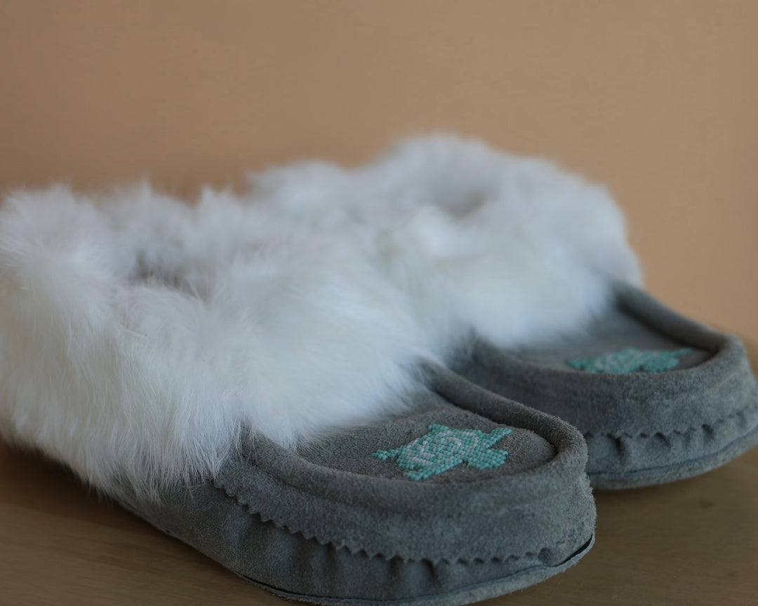 Ironstar Co. Grey Moccasins With Turtle Detail