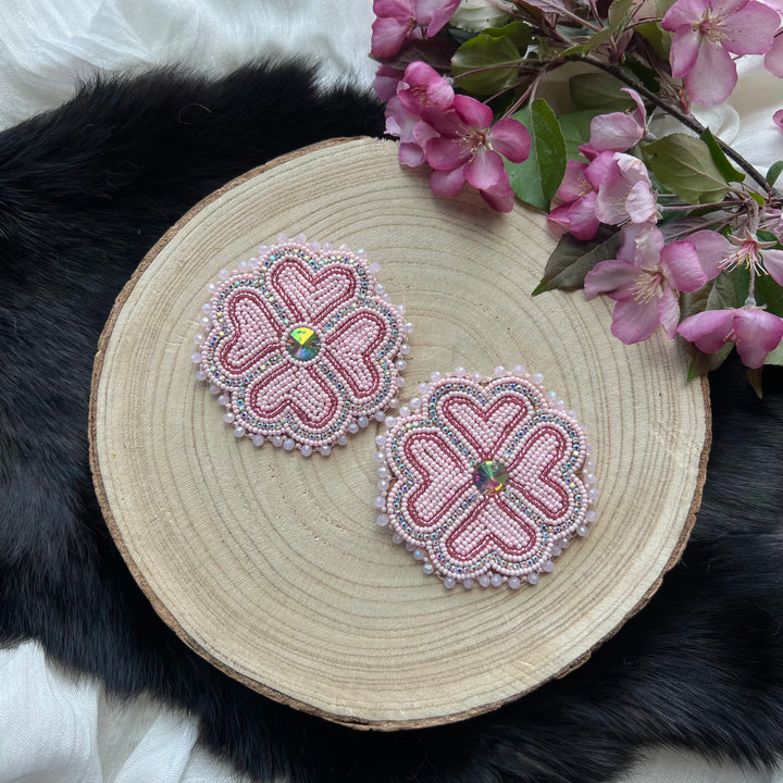 Ironstar Co. 4 Petal Floral Beaded Earrings