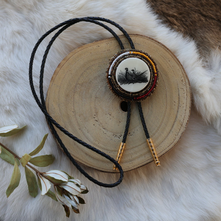 Mercedes G. Grouse Beaded Bolo Tie