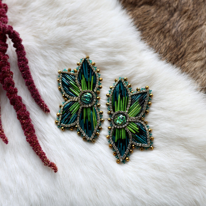 Mercedes G. Large Ivy Quill Half Floral Earrings