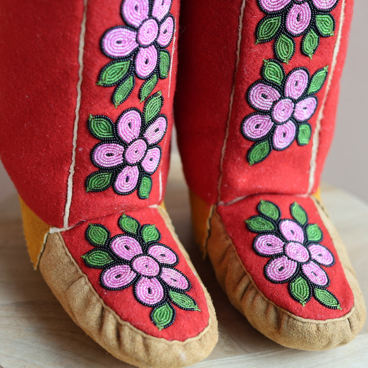 Emily J. Handmade Felt Mukluks with Pink Floral Detail