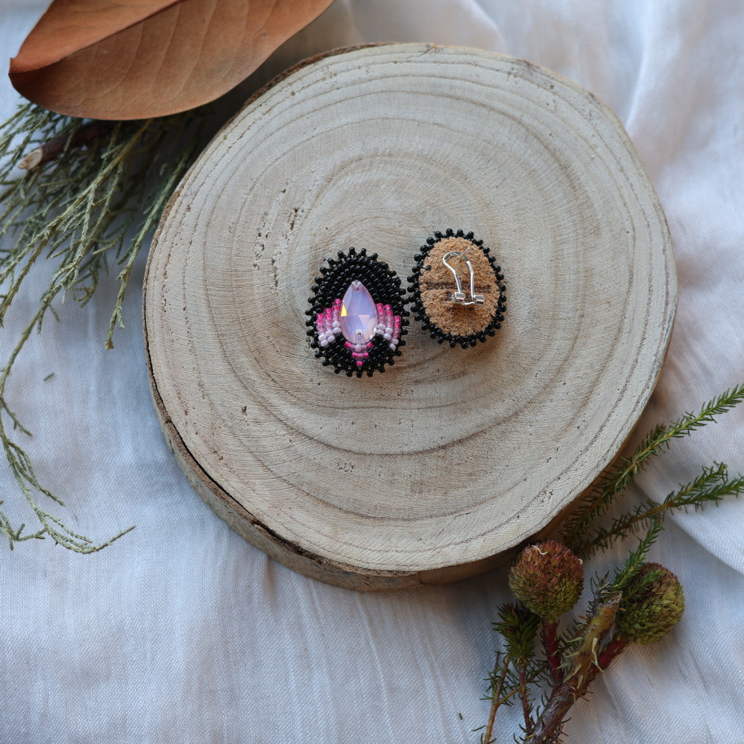 Boreal Forest Beads Gem Teardrop Beaded Earrings